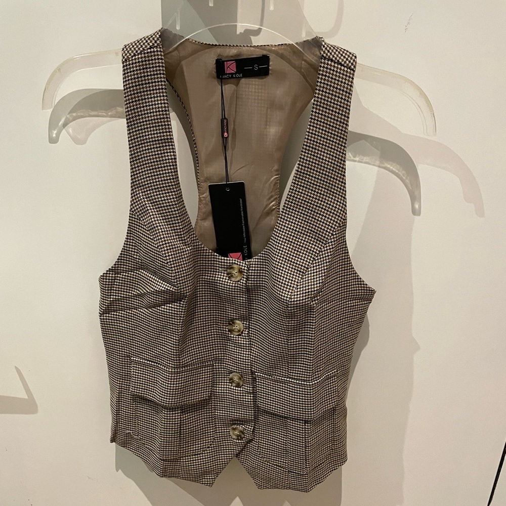 NWT KANCY KOLE Women Dressy Vest Slim Fit Waistcoat Casual Racerback Vest, small